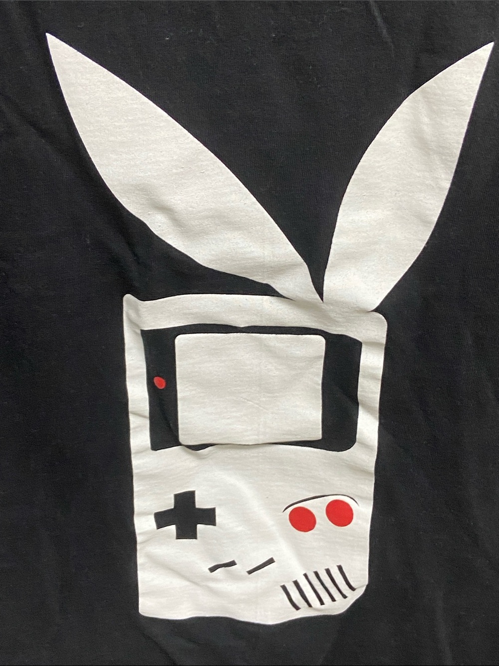 “Gameboy Playboy” Black Tee with White Retro Console Graphic